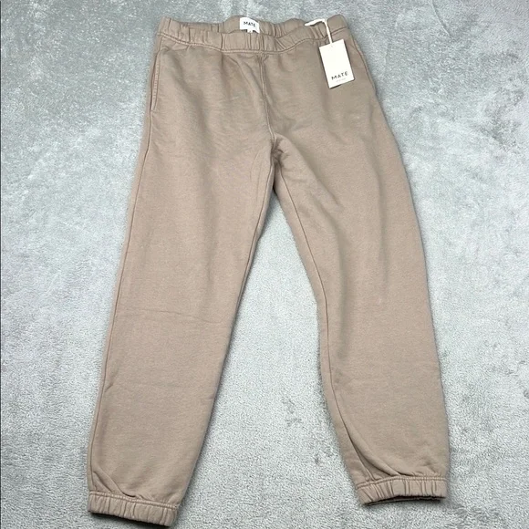 NEW MATE The Label M 100% Organic Cotton Light Brown/Tan Fleece‎ Relaxed Sweat - Picture 2 of 15